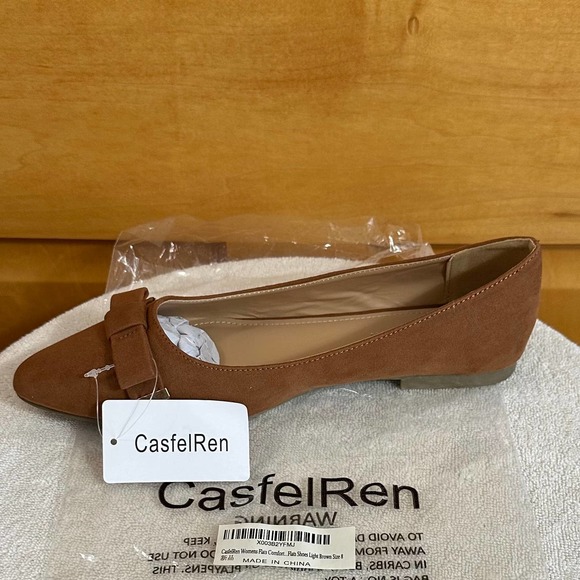 NWT, CasfelRen Women's Size 8 Flats Comfort Shoe Light Brown - Picture 5 of 12